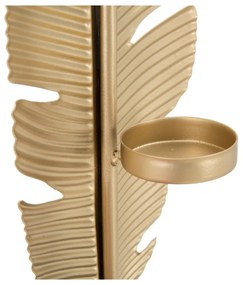 Dekoratívny svietnik v zlatej farbe Mauro Ferretti Feather, výška 34 cm