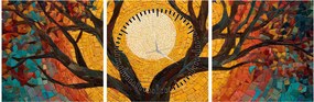 Obraz - Slnko v korune stromu života (s hodinami) (90x30 cm)