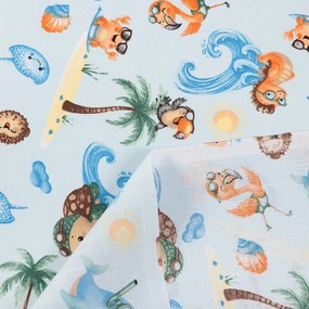 Biante Detský bavlnený záves Sandra SA-535 Morské zvieratká na svetlo modrom 150x210 cm