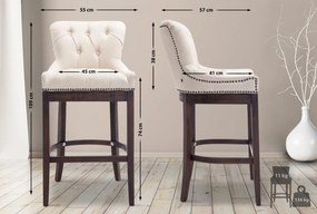 Barová stolička Buckingham - látka, drevené nohy tmavá antik - Krémová