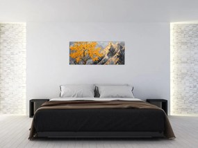 Obraz – Zlatý strom v horách (120x50 cm)