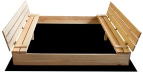 Detské drevené pieskovisko s lavičkami 160 x 160 cm - uzatvárateľné