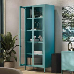 Vitrína ANGELO, 800 x 1850 x 450 mm, Modern: morská modrá