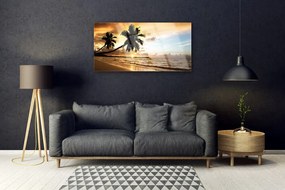 Skleneny obraz Palma stromy pláž krajina 140x70 cm
