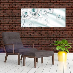 Obraz - Tyrkysové kvety ruží (120x50 cm)