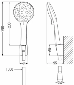 Mexen Sabre R74 vaňová batéria so sprchovým setom, chróm - 7213R74-00