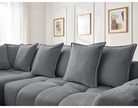 Tmavosivá ženilková rozkladacia/s úložným priestorom rohová pohovka (ľavý roh/do L) Everest – Bobochic Paris