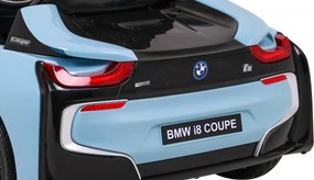 Ramiz BMW I8 Lift Battery Car Modrá + diaľkové ovládanie + pomalý štart + 3-bodové pásy + MP3 USB + LED