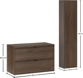 Kúpeľňová zostava Villa s doskou a skrinkami 80 cm orech