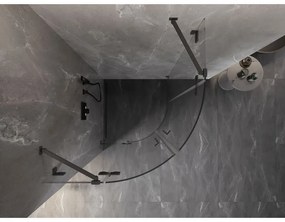 Mexen Lunar, polkruhový výklopný sprchový kút 100 x 100 cm, 8mm číre sklo, grafitový profil, 833-100L-100P-95-00