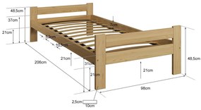 Postel dub Fumi VitBed 90x200cm + Matrace Kassandra 90x200cm