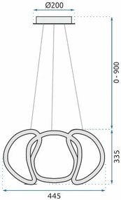Toolight Toolight, LED závesné svietidlo + diaľkový ovládač 60W APP386-CP, zlatá, OSW-06902