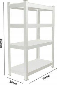 CH 4- policový kovový úložný regál Tosca I. 150 x 70 x 30 CM - čierna