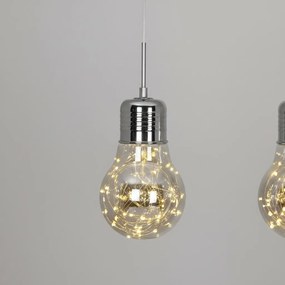 Závesné svietidlo Bulb 3, chrómové telo svietidla, ch