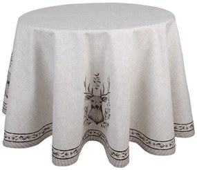 Tablecloth ? 170 Cm Beige Cotton Deer Round Table Cloth - 170,00 cm