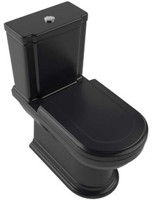 VILLEROY &amp; BOCH Hommage WC misa kombi s hlbokým splachovaním, zadný odpad, 370 x 725 mm, Pure Black, s povrchom CeramicPlus, 666210R7