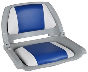 Lodné sedadlá 2 ks sklopné s operadlom a modro-bielym vankúšom 41x51x48 cm