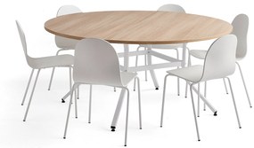 Zostava nábytku: 1 stôl Various + 6 bielych stoličiek Gander