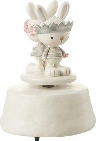Naťahovací hrací kolotoč s zajačikmi Music Box Rabbits - Ø 10*15 cm