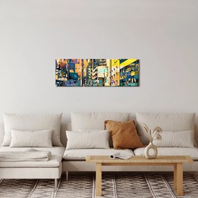 Obraz maľované abstrakcie (s hodinami) (90x30 cm)