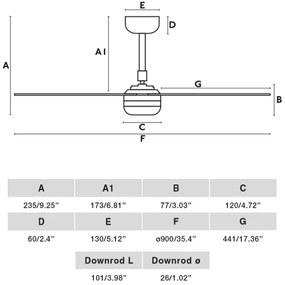 FARO 33823WT - Stropný ventilátor MINI PUNT S hnedá/čierna pr. 90 cm WT + DO