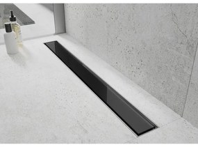 Mexen Flat lineárny nerezový žľab 50 cm, 360 ° sifón, čierne sklo - 1026050-40