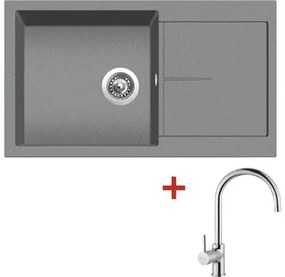 Granitový drez Sinks Infinity 860 s batériou Vitalia 500x860 mm šedý