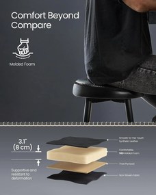 Sada 2 ks barových stoličiek, syntetická koža s prešívaním, čierne