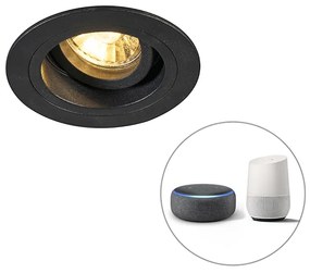 Inteligentné zapustené bodové svetlo čierne okrúhle vrátane WiFi GU10 - Chuck