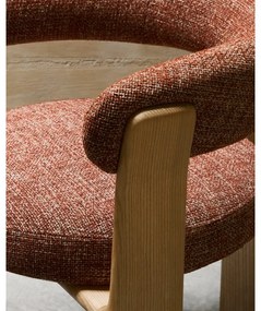 Jedálenské kreslo s podrúčkami z jaseňového dreva v prírodnej farbe/terakotové Granite – Kave Home