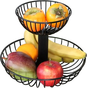 Zeller Present Stojan na ovocie, 2 misy, kovový, čierny FONTANA