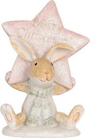 Zimné dekorácie zajačik s hviezdou Merry Christmas - 8*5*11 cm