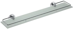 Sapho Sapho, X-ROUND E polička sklenená s výklopnou hrazdou 600x130mm, mliečne sklo, chróm, XR600
