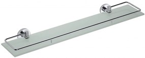 Sapho Sapho, X-ROUND E polička sklenená s výklopnou hrazdou 600x130mm, mliečne sklo, chróm, XR600