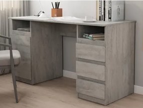 Písací stôl so 3 zásuvkami Carlos, šedý beton%