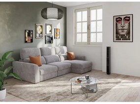 Univerzálna rohová rozkladacia trojmiestná pohovka s úložným priestorom TRENTO taupe