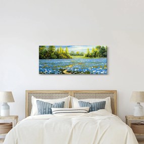 Obraz - Cestička v poli, olejomaľba (120x50 cm)