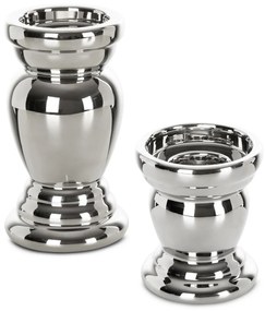 KERAMICKÝ SVIETNIK TONGA 10X10X11 CM STRIEBORNÁ