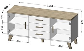 Dizajnová komoda Lora 2D3S