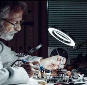 Extol - LED Stmievateľná stolná lampa s lupou LED/8W/5V 2900/4500/7500K čierna