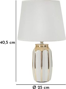 Biela/v zlatej farbe keramická stolová lampa s textilným tienidlom (výška 40,5 cm) Cassy – Mauro Ferretti