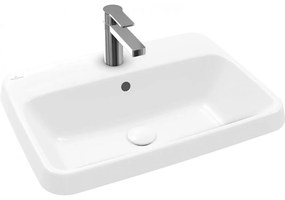 VILLEROY &amp; BOCH Architectura obdĺžnikové zápustné umývadlo s otvorom, s prepadom, 600 x 450 mm, biela alpská, s povrchom CeramicPlus, 5A6760R1