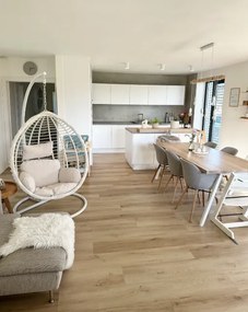 Závesné ratanové hojdacie kreslo BIANCA Plus biele