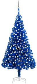 Umelý vianočný stromček s LED a súpravou gulí 240 cm modrý PVC 3077683