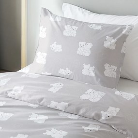 Biante Detské bavlnené posteľné obliečky Sandra SA-733 Zamilované ľadové medvede na svetlo sivom Predĺžené 140x220 a 70x90 cm