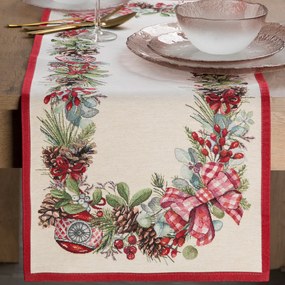 EUROFIRANY VIANOČNÝ GOBELÍNOVÝ BEHÚŇ NA STÔL GARLAND 40X100 CM VZOROVANÝ