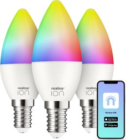Žiarovky Niceboy ION SmartBulb RGB, 6 W, E14, 3 ks