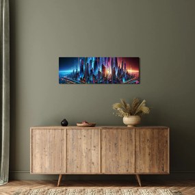 Obraz - Mesto budúcnosti (s hodinami) (90x30 cm)