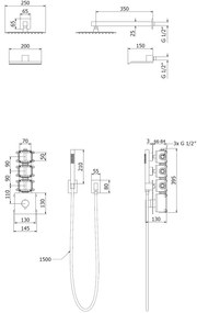 Mexen Boka, sprchová súprava pod omietku, čierna matná, 7603-03-70