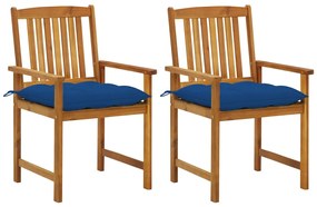Záhradné stoličky s podložkami 2 ks, akáciový masív